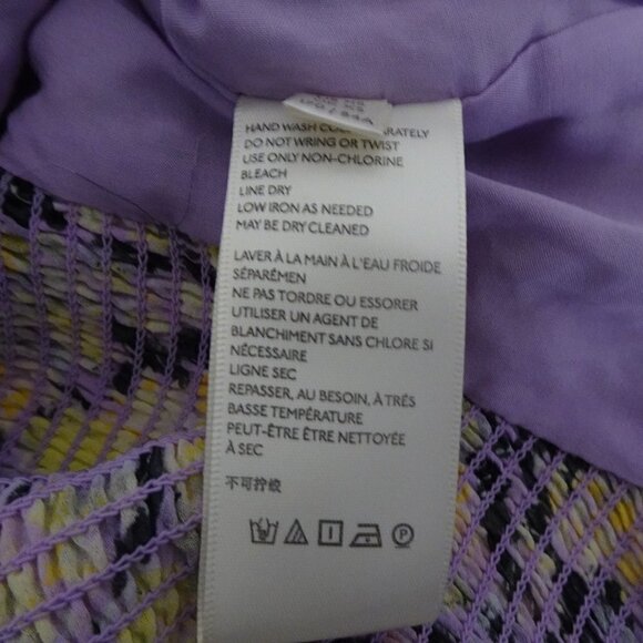 Free People Mabel Printed Blouse Top Women's XS Purple Yellow Open Back - Picture 15 of 16